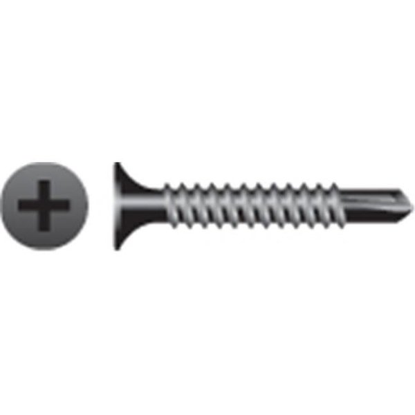 Strong-Point Self-Drilling Screw, #10-16 x 3-1/2 in, Phosphate Coated Steel Flat Head Phillips Drive D1031